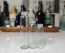 367 - Set of 3 Vintage Collectible Decorative Clear Glass Small Pills Bottles