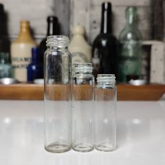 367 - Set of 3 Vintage Collectible Decorative Clear Glass Small Pills Bottles
