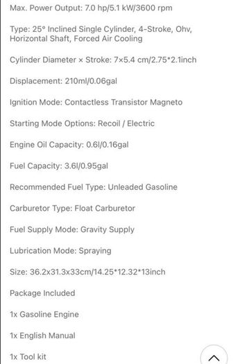 4 Stroke Engines Petrol Gasoline Engine 1 Cylinder Air Cooling 7.5HP Kart Engine Rotavator Pressure Washer Engine 5100W