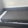 Grey Upholstered Daybed with Trundle and Mattresses Image 2