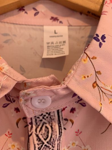 Long-sleeve floral pink blouse (L)