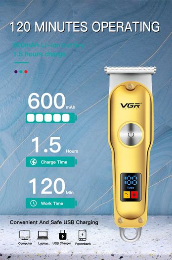 VGR Hair Clipper Mini Hair Trimmer Professional Beard Trimmer Rechargeable Cordless Electric T-Blade Zero Cutting Machine V-290