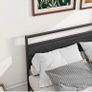 King Size Bed Frame with Wooden Headboard, Metal Bed Frame King size Bed Base/Mattress Foundation,Metal Slat Support Noise Free,Textured Black Image 5