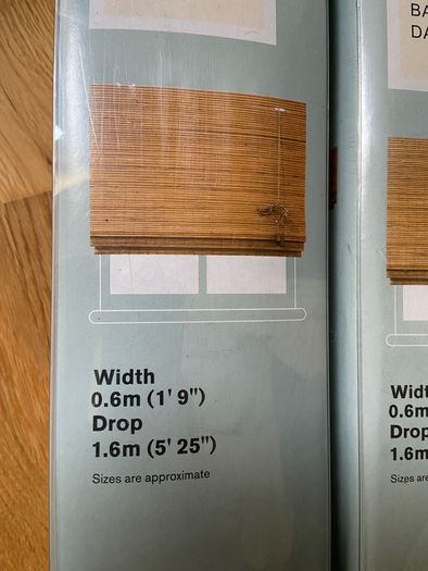New Natural Bamboo Roller Blinds 60x160 cm  +  one used