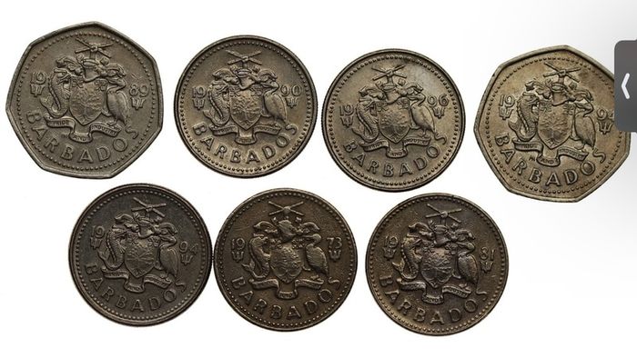 Barbados - 1 Dollar  And Twenty Five Cents 1973, 1981, 1989, 1990, 1994, 1996