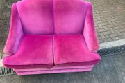 Pink Velvet 2 Seater Couch - Very Good Condition