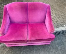 Pink Velvet 2 Seater Couch - Very Good Condition
