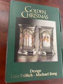 Vintage Holmegaard Golden Christmas Dram Glasses