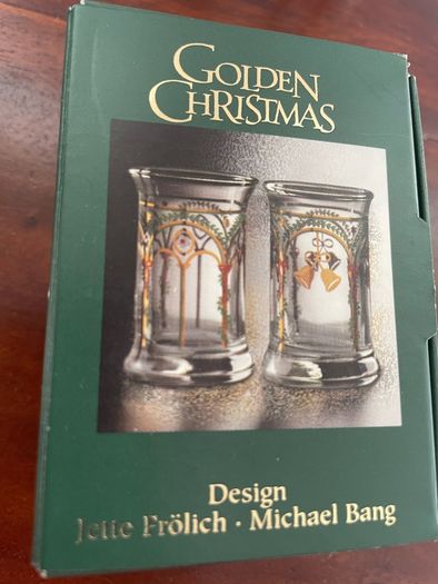 Vintage Holmegaard Golden Christmas Dram Glasses