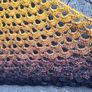 Handmade crochet triangle shawl wrap. Mustard yellow gradient ombre lacy shawl Image 2