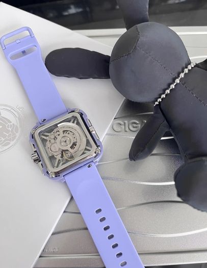 Award Winning CigaDesign X Series Automatic Ceramic Square Watch in Lilac