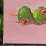 Mini Art - Original Olive Art on Canvas Image 2