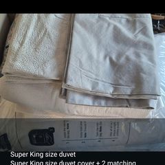 King size duvet and sheets