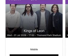 2 x Kings Of Leon Front Standing Tickets