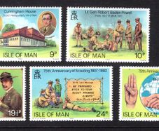 1982 Isle of Man 75th Anniversary of Boy Scout Movement and 125th Birth Anniversary of Lord Baden-Powell Commemorative Stamp Mint Never Hinged (MNH)