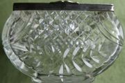 Antique Crystal Cut Glass  Trifle Serving Bowl With Silver Plated Rim and Cover