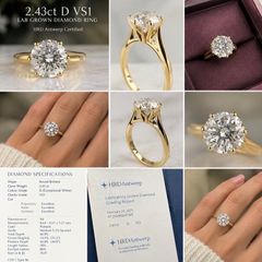 2.43ct D VS1 HRD Antwerp Cert Lab  Diamond Ring