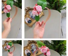 Brand new pink and green floral crown headpiece headband fascinator crown