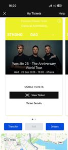 X2 Westlife standing tickets