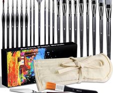 FREE SHIPPING 23 PCS Set Paintbrush, Professional Assorted Shape Soft Hair Bristle Art Brushes, All Purpose Artist Paint Brushes for Premium Adult Detail, Gouache, Acrylic, Oil Painting or Beginner