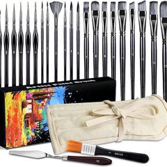 FREE SHIPPING 23 PCS Set Paintbrush, Professional Assorted Shape Soft Hair Bristle Art Brushes, All Purpose Artist Paint Brushes for Premium Adult Detail, Gouache, Acrylic, Oil Painting or Beginner