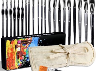 FREE SHIPPING 23 PCS Set Paintbrush, Professional Assorted Shape Soft Hair Bristle Art Brushes, All Purpose Artist Paint Brushes for Premium Adult Detail, Gouache, Acrylic, Oil Painting or Beginner