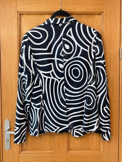 Max Mara Silk Blend Geometric Print Blazer Jacket EU 38 UK 10 Black White