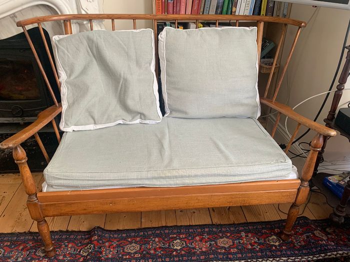 Mid Century two-seater wooden sofa