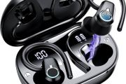 MULTIPLE COLOURS AVAILABLE | 2023 Wireless Earphones Bluetooth 5.3 Headphones Wireless, Ear Buds Wireless Earbuds with Earhooks, IP7 Waterproof 50H Stereo Wireless Headphones Sport, Dual LED Display, Deep Blue