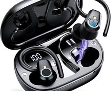 MULTIPLE COLOURS AVAILABLE | 2023 Wireless Earphones Bluetooth 5.3 Headphones Wireless, Ear Buds Wireless Earbuds with Earhooks, IP7 Waterproof 50H Stereo Wireless Headphones Sport, Dual LED Display, Deep Blue