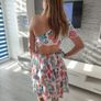 One shoulder white floral dress Image 3