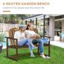 Outdoor Wooden Garden Bench, Patio Loveseat Chair with Slatted Backrest and Smooth Armrests for Two People, for Yard, Lawn, Porch, Carbonised Finish Image 4