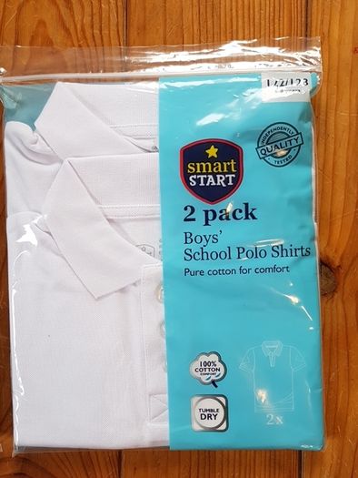 BNIP 2 Packs Age 6-8 White School Teeshirts