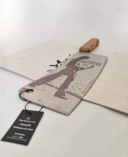 Butcher Knife with Led Zeppelin Engraving Rock Legacy & Cutting Po By Di'Casteelwer