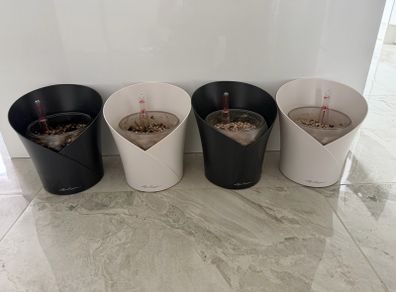 Lechuza Orchidea Self-Watering Pots x4 Slate Grey x2 & White Matte x2