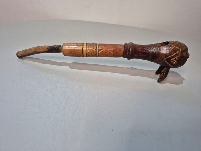 Vintage Estate Pipe Collection with Solid Wood Display Rack