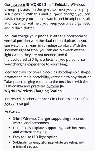 3in1 Joyroom Wireless Magnetic Charging Station