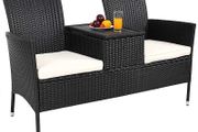 _Poly Rattan Garden Bench Weatherproof 2-Seater