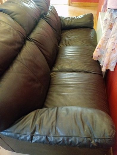 3 seater brown leather sofa