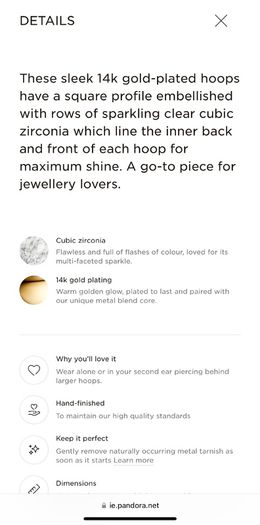 Pandora Gold Earings