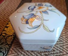 Aynsley Lidded Jar Trinket Box orchids Fine Bone China Porcelain