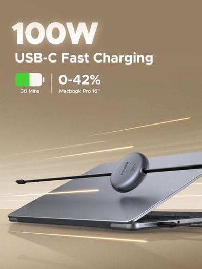 Retractable USB C to USB-C Charger Cable 100W Fast Charging 4-Length Adjustable (0.36/0.6/0.82/1M) Auto Rewind Type C Lead For MacBook, iPad, iPhone Air/17/16, Galaxy S25, 1M Max, Black