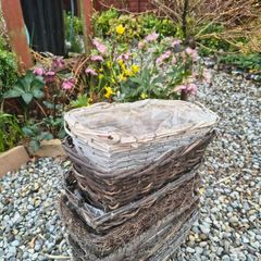Seven wicker window boxes