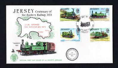 1973 Jersey Centenary of the Eastern Railways Commemorative Stamps First Day Cover (FDC)