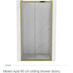 Shower Door Sliding 90cm Gold