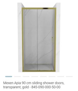 Shower Door Sliding 90cm Gold