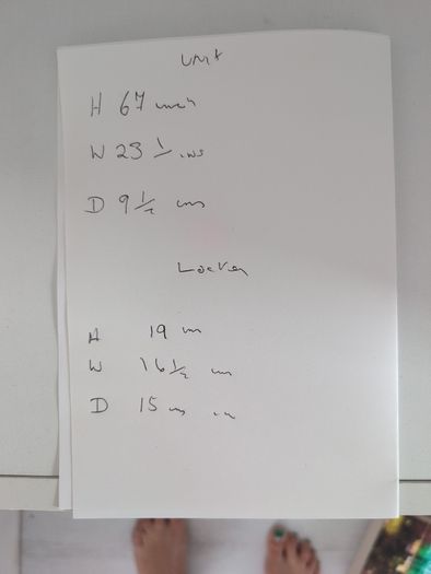 Small bedside locker and long overhead press