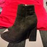 Black Suede Ankle Boots UK Size 4 Image 3