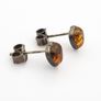 Vintage Natural Baltic Amber Silver Heart Stud Earrings Image 4