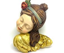 Vintage Hand Carved Wooden Putto figurine